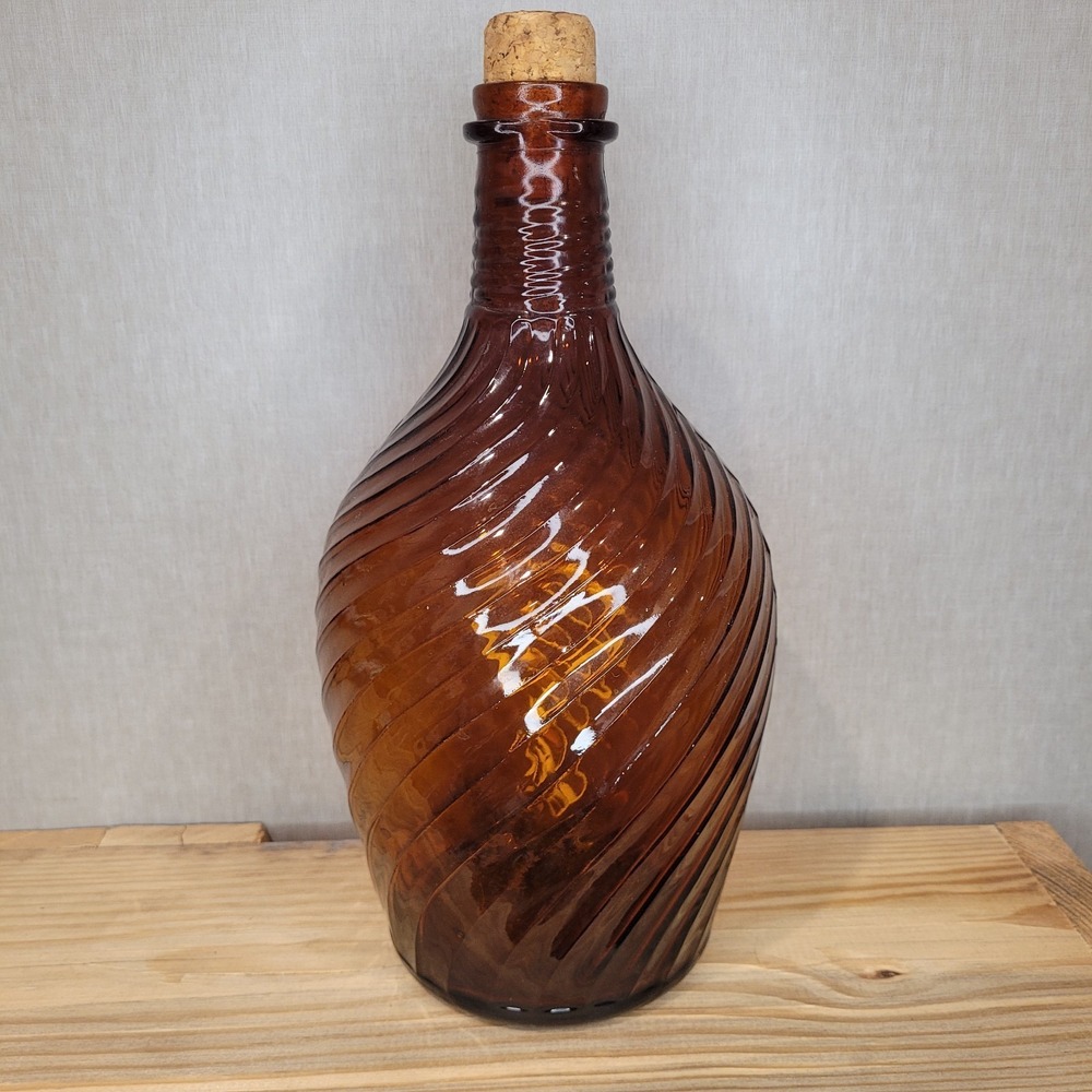Vintage Owens-Illinois Amber Glass Swirl Decanter – 1940s/50s‎ Apothecary Bottle